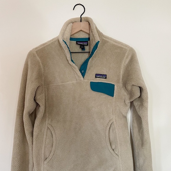 Patagonia Women's Re-Tool Snap-T® Fleece Pullover (Cream / Teal) - Picture 1 of 4
